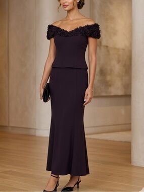 Daymor Couture Formal Mermaid Maxi Dress, Deep Plum $1300 NWOT